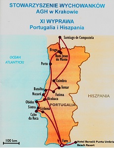Trasa wycieczki po Portugalii